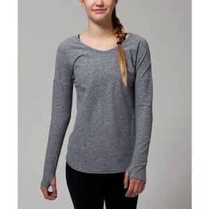 Ivivva girls mindful moment long sleeve tee heathered slate sz 8